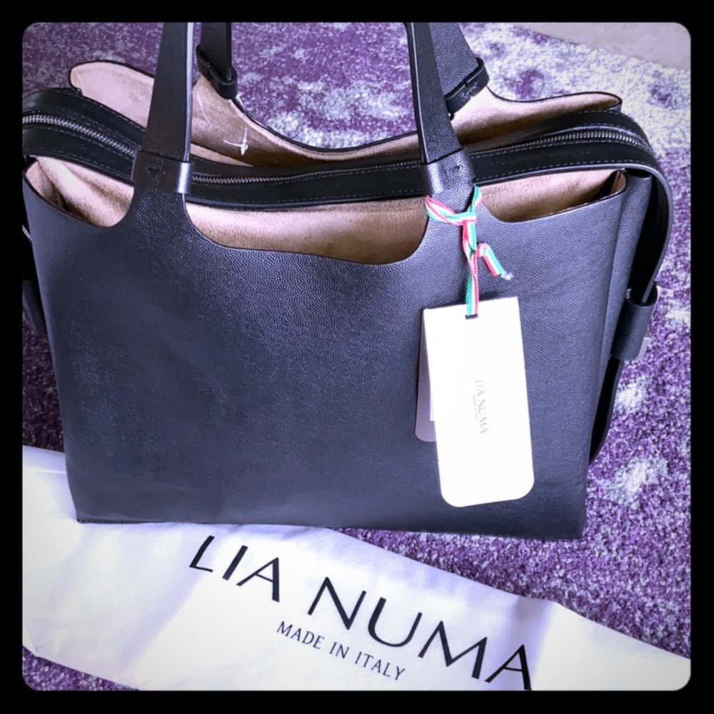 Lia Numa Black Leather Satchel